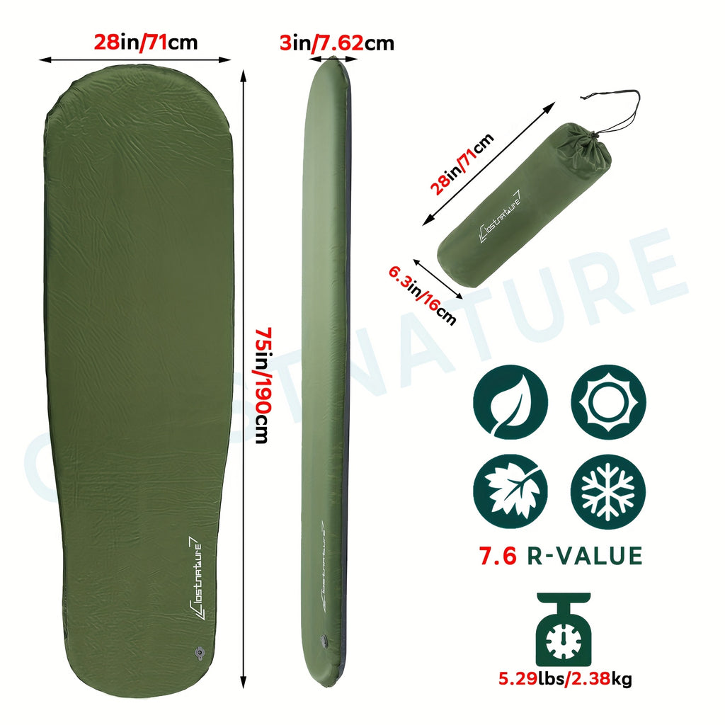 Insulated Foam Self-Inflating Sleeping Pad Camping Sleeping Pad for Backpacking Inflatable Sleeping Pad Camping Inflatable Sleeping Pad Self-Inflating Camp Mat 4 Seasons Sleep Mat