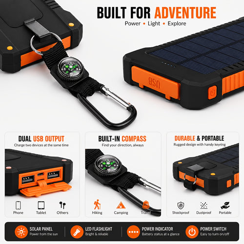 10000Mah Solar Power Bank