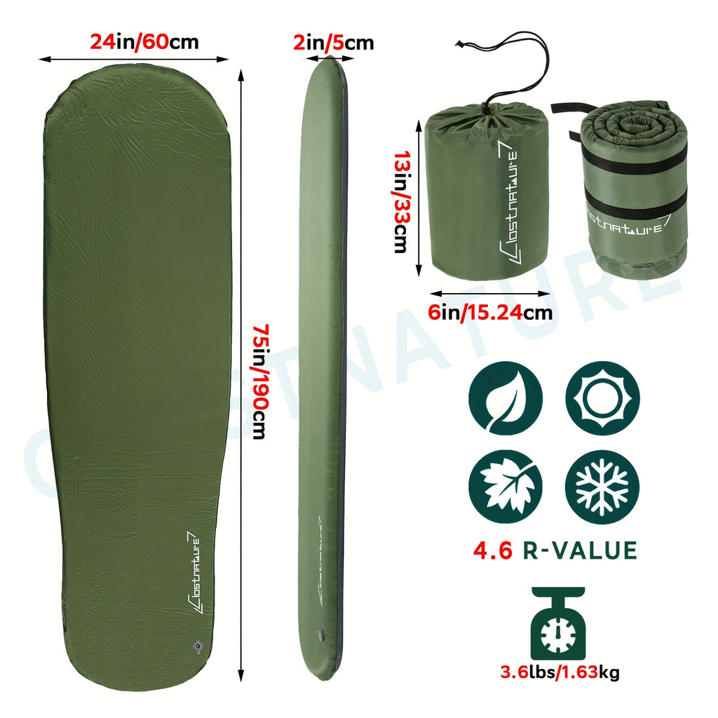 Insulated Foam Self-Inflating Sleeping Pad Camping Sleeping Pad for Backpacking Inflatable Sleeping Pad Camping Inflatable Sleeping Pad Self-Inflating Camp Mat 4 Seasons Sleep Mat