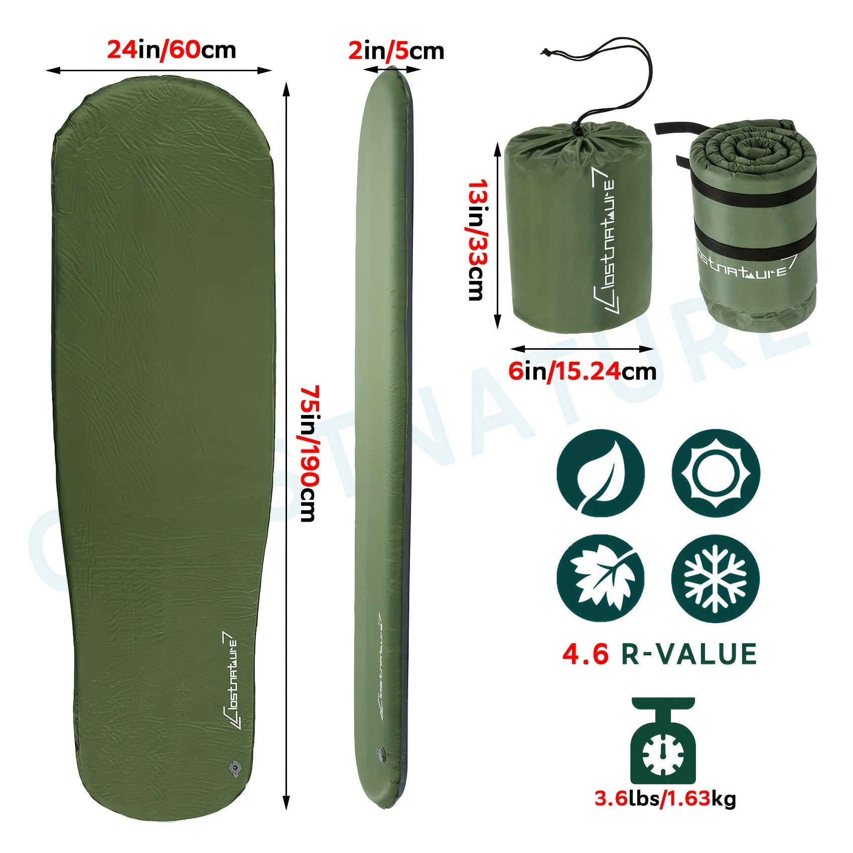 Insulated Foam Self-Inflating Sleeping Pad Camping Sleeping Pad for Backpacking Inflatable Sleeping Pad Camping Inflatable Sleeping Pad Self-Inflating Camp Mat 4 Seasons Sleep Mat