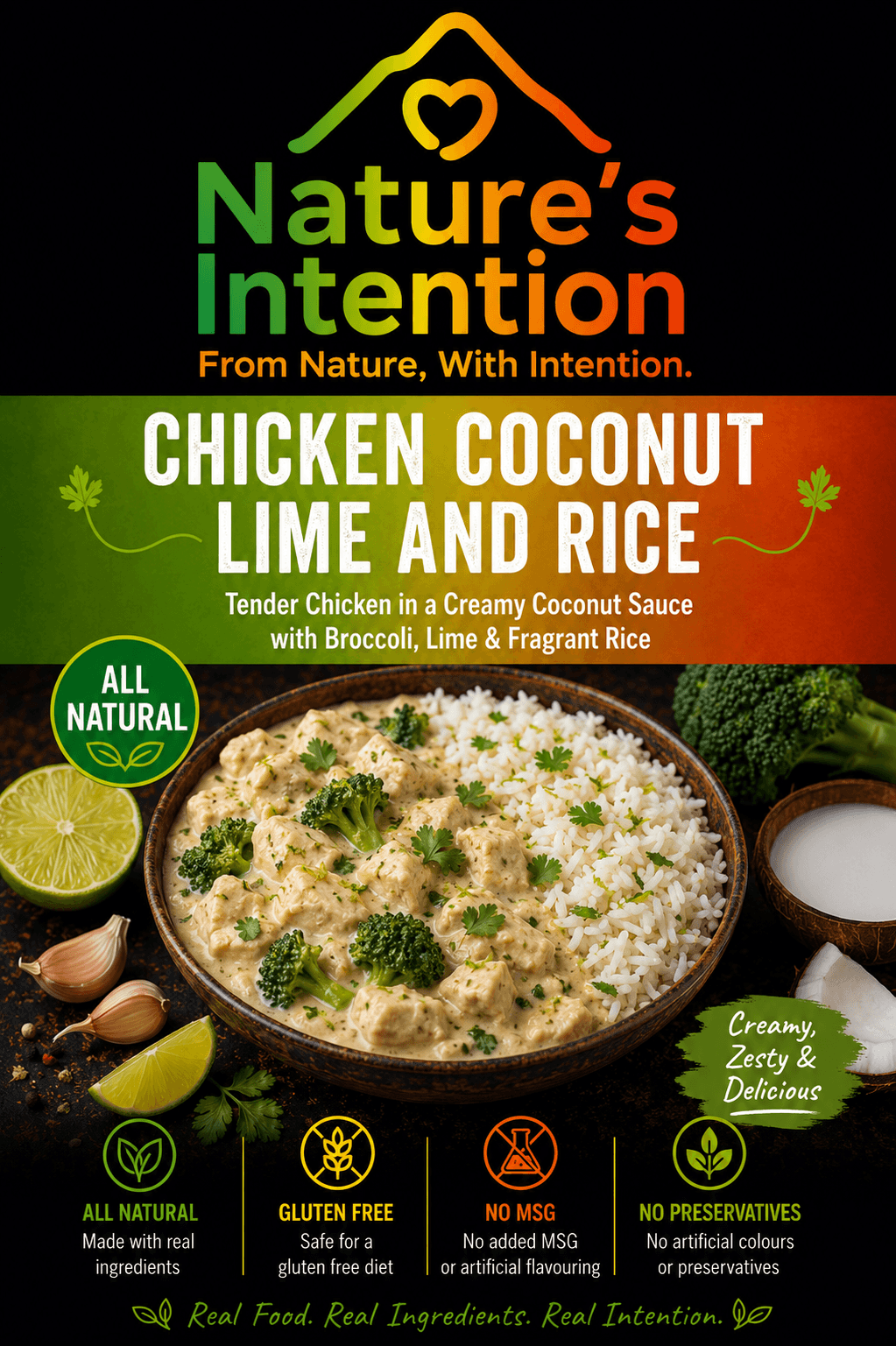 Chicken Coconut Lime and Rice Hiking Meal, Chicken Coconut Lime Rice Freeze Dried Chicken Meal, Ready To Eat Hiking Meals, Lightweight Camping Food, Freeze Dried Rice Meals, Coconut Chicken Ready Meal, Outdoor Adventure Meals, Long Shelf Life Meals, Glut