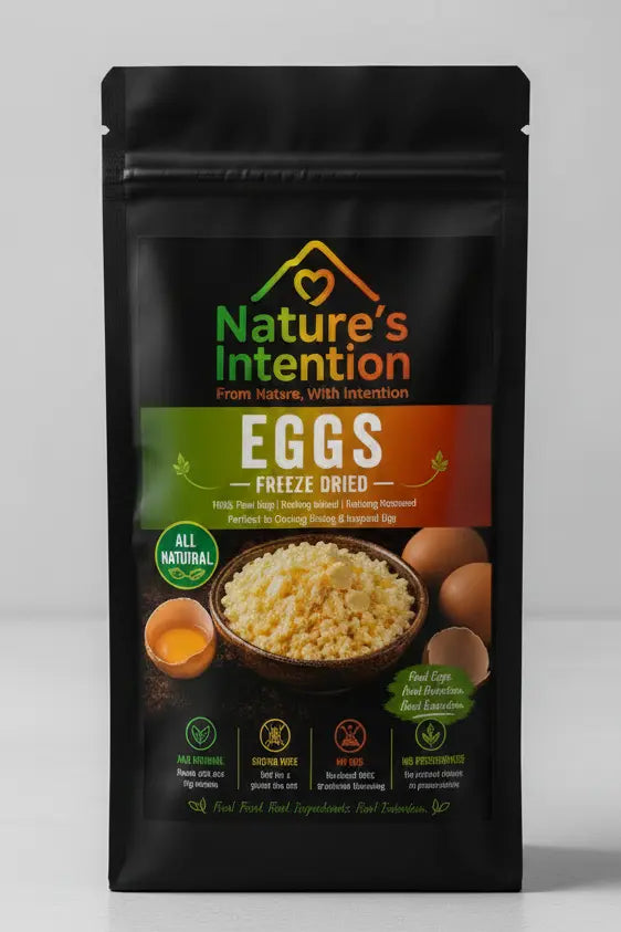 Freeze dried eggs in 2 egg pack, 4 egg pack for hikers or 1kg pack for camping 