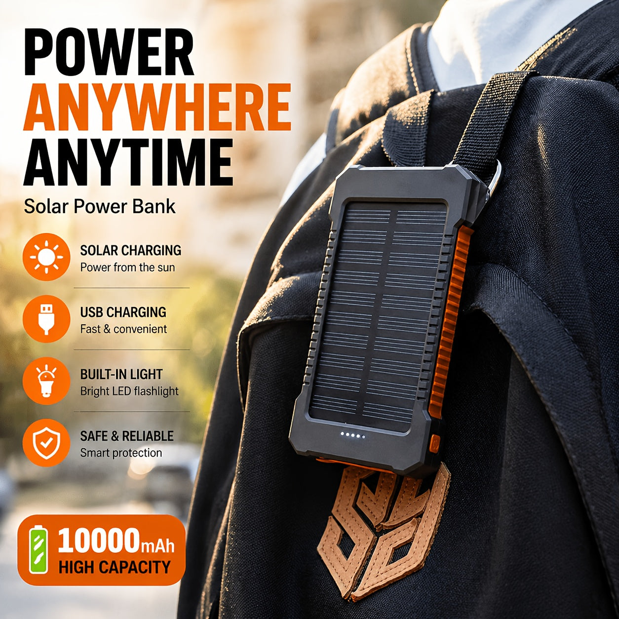 10000Mah Solar Power Bank