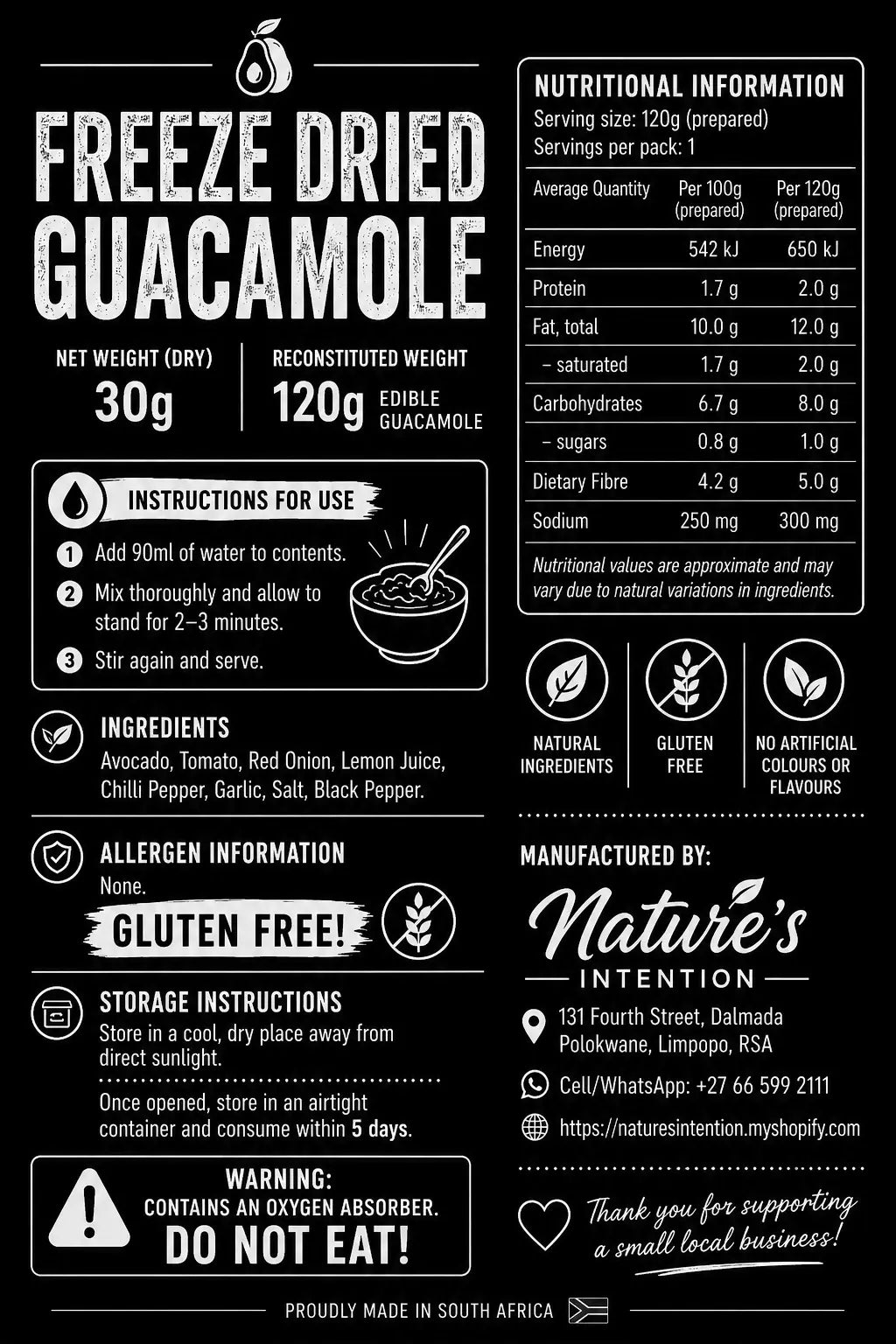 Guacamole Hiking pack 120g - Freeze Dried 